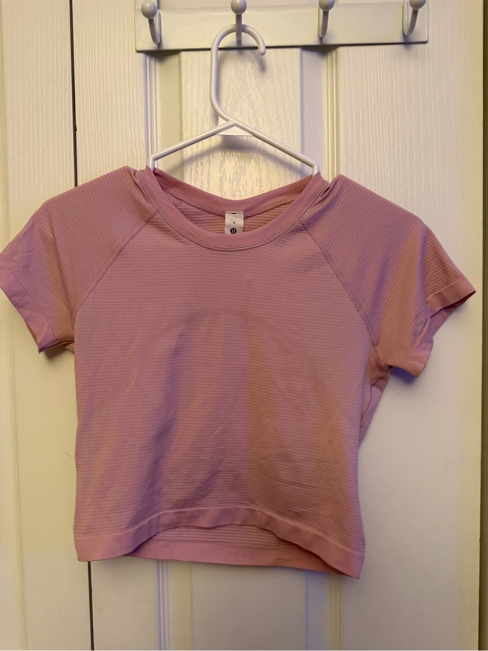 lululemon athletica Pink Ribbed Short Sleeve Crop Top